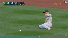 ▲運動家右外野手羅瑞亞諾（Ramon Laureano）沒收全壘打後傷退。（圖／翻攝自MLB官網）