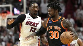 ▲熱火阿德巴約（Bam Adebayo）半場拿下16分助熱火領先。（圖／美聯社／達志影像）