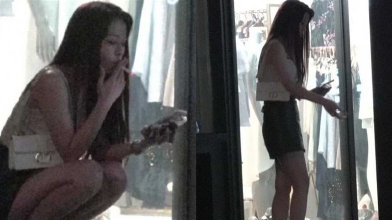 丟丟妹蹲路邊哈菸被拍　抽完竟亂丟菸蒂