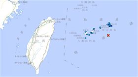 日本宮古群島在日本標準時間22時33分發生規模6.1地震。(圖／翻攝自日本氣象廳)