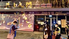 屏東里港九如4小吃店87人染疫  警方密集臨檢屏東縣里港鄉和九如鄉有4間小吃部發生COVID-19群聚感染，截至20日有87人染疫，里港警分局進行轄區八大行業掃蕩，除嚴格取締色情不法，也查緝防疫措施的完備性。（里港警分局提供）中央社記者郭芷瑄傳真  111年4月21日