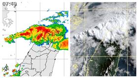 鋒面報到，雷雨狂炸！新竹地區陸續傳出災情。（組合圖／翻攝自天氣職人-吳聖宇臉書）