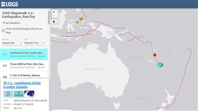 南太平洋羅雅提群島7.4強震！（圖／翻攝自USGS）