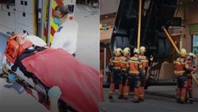 香港劇組拍攝升降梯突倒塌釀意外。（圖／翻攝自微博）