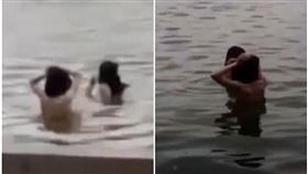 近日網路社群瘋傳一段真人版仙女出水芙蓉影片。