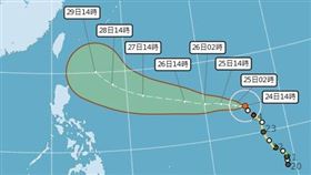 中央氣象局預估，瑪娃恐將在6到12小時內再度轉回強颱（圖／翻攝自氣象局）