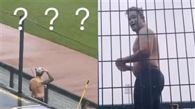 ▲林智勝利用雨水洗「泡泡浴」，被多角度抓拍。（組合圖／翻攝自希希IG、詹子賢IG）