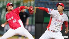 ▲王躍霖、王維中成為首組親兄弟以投手身分同場出賽。（組合圖／翻攝自味全龍臉書、資料照）