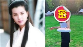 李若彤玩飛盤影片曝光外貌年輕如昔。（組合圖／翻攝自李若彤微博）
