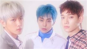 ▲EXO成員邊伯賢（Baekhyun）、金鍾大（CHEN）與金珉錫（XIUMIN）。（圖／翻攝自推特）