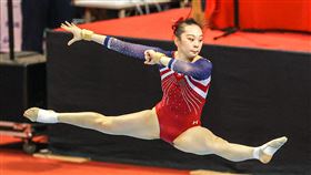 全大運競技體操  賴品儒地板項目奪銀111年全國大專校院運動會26日在國立體育大學綜合體育館進行競技體操公開男、女生組個人單項競賽，選手賴品儒代表台北教育大學出賽，在地板項目拿下12.467分，奪得銀牌。中央社記者鄭清元攝  111年4月26日