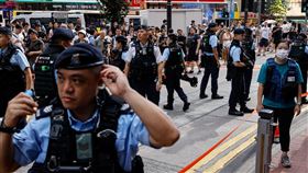 港警在六四上街巡邏。（圖／路透社／達志影像）