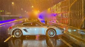 台64線,保時捷,Cayman 987,Porsche,豪大雨,護欄,