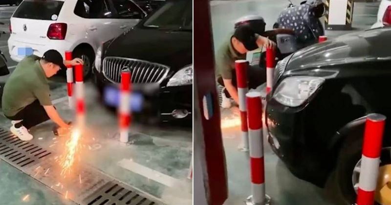男霸占車位　他怒焊鐵柱圍車：沒道歉甭走