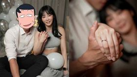 ▲舒子晨分享被求婚照片，但老公的臉被她用小丸子爸爸的貼圖擋住。（圖／取自舒子晨IG）