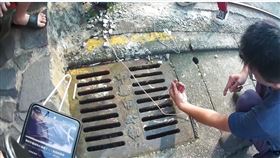 手機,水溝,鐵絲,泡綿（圖／翻攝畫面）