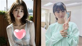 五月愛的長相激似日本女藝人椛島光（原名淺倉唯）。（圖／翻攝自ai_satsuki_ai推特、椛島光 IG）