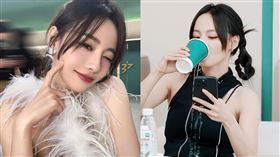 張嘉倪身上都是奶茶。（圖／翻攝自微博）