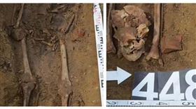 考古學家在墳墓中發現被當時人們認為是「吸血鬼」的屍體骨骼，屍體也進行特殊處理，像是嘴裡叼著硬幣，兩腿夾著頭骨。（圖／Maciej Stromski提供，下同）