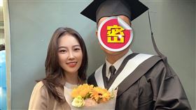 陳紫渝曬出與父親穿學士服的合照。（圖／陳紫渝臉書）