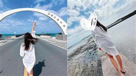 林匯喬曾在社群分享赴澎湖旅遊照（左圖），和Twitter上的女子照片（右圖）完全一樣。（翻攝自林匯喬IG、Gingin0528推特）