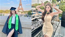 藍星蕾從法國巴黎商學院碩士畢業，曬出自己的碩士袍辣照。（圖／翻攝自藍星蕾 IG）