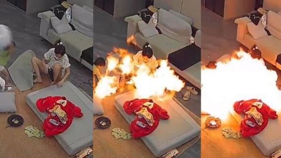 氫氣球砸向吹風機爆炸　媽瞬間遭火球吞沒