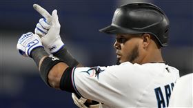 ▲馬林魚阿瑞耶斯（Luis Arraez）繳出單場5支5，打擊率重回4成。（圖／美聯社／達志影像）