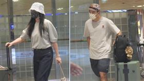 魏如萱、陳昊森入境時刻意裝不熟，女先男後相隔3分鐘，如同陌生人一樣地分別入境、分別搭車離開。（圖／本刊攝影組）