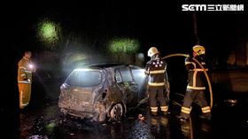 日月潭月牙彎汽車火警，1女子車內燒成人骨。（圖／民眾提供）