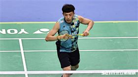 ▲2023台北羽球公開賽，台灣男子選手林俊易。（圖／記者劉彥池攝影）