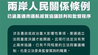 兩岸人民條例只管政治？ 林志潔：涵蓋通商通航經貿協議