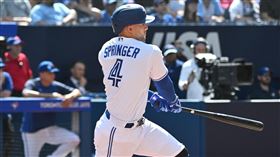 ▲藍鳥史普林格（George Springer）敲出生涯第55支首打席全壘打，獨居史上第2。（圖／路透社／達志影像）