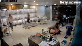 彰化員林某寵物店男店員遭2黑衣人砍斷手。監視器。（圖／翻攝畫面）