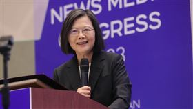 蔡英文總統出席「2023世界新聞媒體年會開幕式」。（圖／總統府提供)