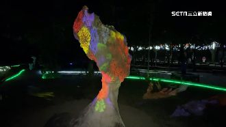 夜訪女王頭！全台首創環形太陽花噴泉秀