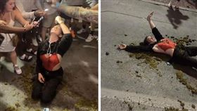 ▲朱碧莉在大街上，全身塗抹馬糞「與屎交合」。（圖／翻攝自臉書）