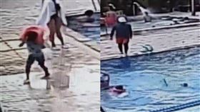 一名孩童脫掉泳圈後，就獨自拿著浮板下水，結果不到10秒就溺水。（圖／翻攝自好想住飯店⭕好康.踩雷不藏私 臉書）