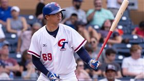 美國NCAA交流賽第4戰  亞運棒球培訓隊吞敗亞運棒球培訓隊與美國NCAA交流賽4日第4戰，培訓隊僅靠著蔡岱霖（圖）二壘打送回1分，終場以1比17吞下4連敗。（中華民國棒球協會提供）中央社記者謝靜雯傳真  112年7月4日