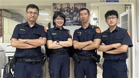 土城分局自製識詐微電影，由左至右為警員許峻豪、副所長張是婕、警員林志遠、警員何思瀚。（圖／翻攝畫面）