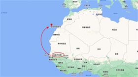 由塞內加爾前往西班牙加納利群島（Canary Islands）的至少300名移民已經失蹤多日。（圖／翻攝自Google Map）