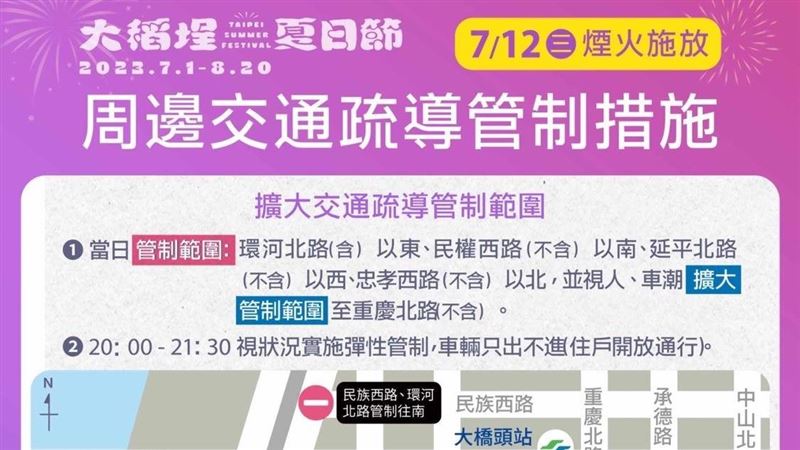 大稻埕夏日節7/12加強交管！