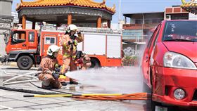 電動車,滅火,鋰電池,天公壇（圖／新竹市消防局提供）