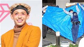 ryuchell在經紀公司輕生，檢察官和警方入內調查，並把遺體送上救護車。（圖／翻攝日刊體育）