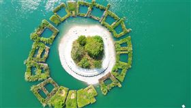 日月潭拉魯島環狀草排。（圖／民眾提供）