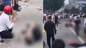 轎車衝進人群中，造成6人受傷2人死亡。（圖／翻攝自微博）