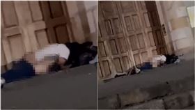 教堂門口上演活春宮　情侶半裸交疊狂摩擦（圖／推特）