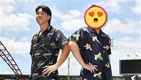 ▲中信兄弟賣花襯衫，詹子賢、魏碩成擔任麻豆。（圖／翻攝自兄弟Fans Club臉書）