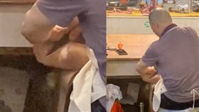 攤主用切肉刀刮腳皮。（圖／翻攝自北京頭條）