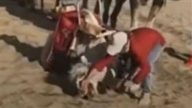 ▲中國網友瘋傳敦煌月牙泉景區，疑有駱駝受虐「被騎死」的狀況。不過官方表示，該駱駝一切正常，沒有受虐。（圖／翻攝自微博）